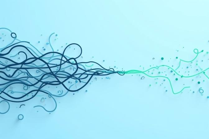 Conceptual image representing complex data streams being simplified