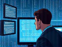 Illustration of an analyst looking at data feeds